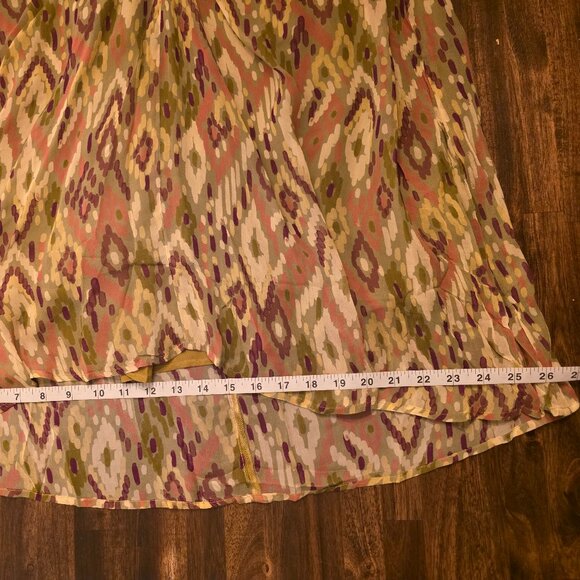 Velvet by Graham & Spencer Dress Womens Large Green Purple Ikat Abstract Maxi - Picture 4 of 15